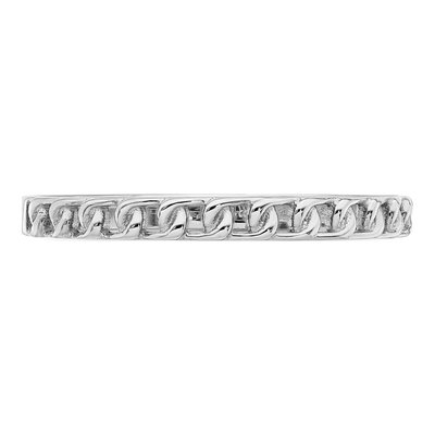 14K White Gold 1.85mm Link Design Band – view 5