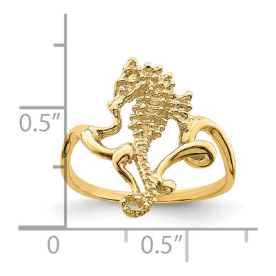 14K Yellow Gold Seahorse Ring – view 4