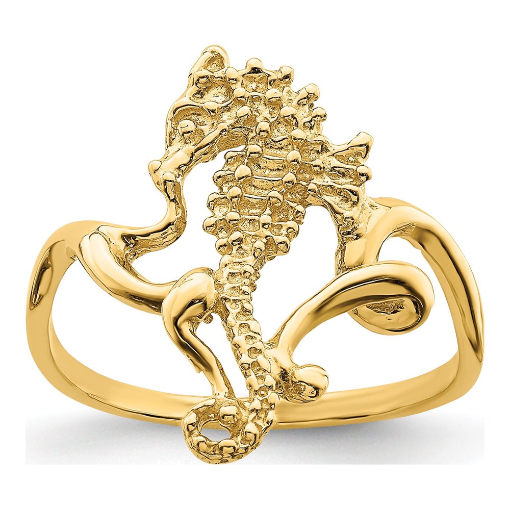 14K Yellow Gold Seahorse Ring