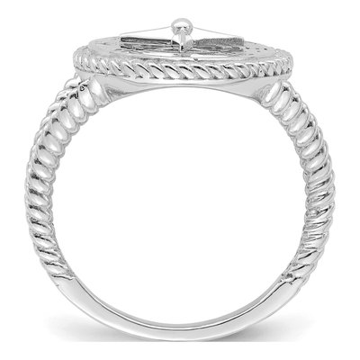 14K White Gold Nautical Compass Rope Edge Ring – view 3