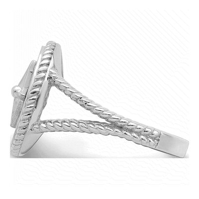 14K White Gold Nautical Compass Rope Edge Ring – view 5