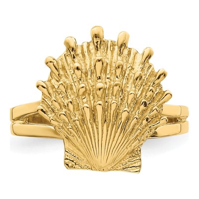 14K Yellow Gold Lions Paw Shell Ring – view 7