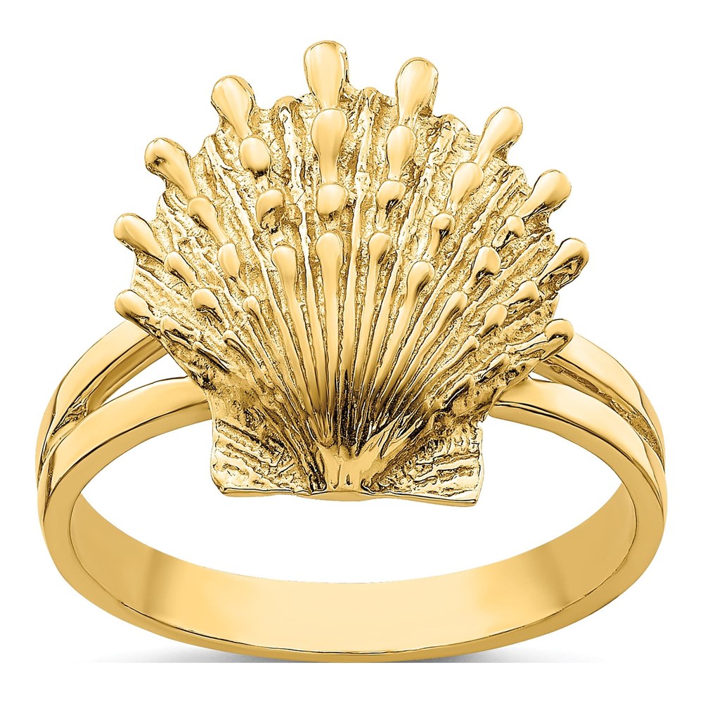 14K Yellow Gold Lions Paw Shell Ring