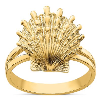 14K Yellow Gold Lions Paw Shell Ring