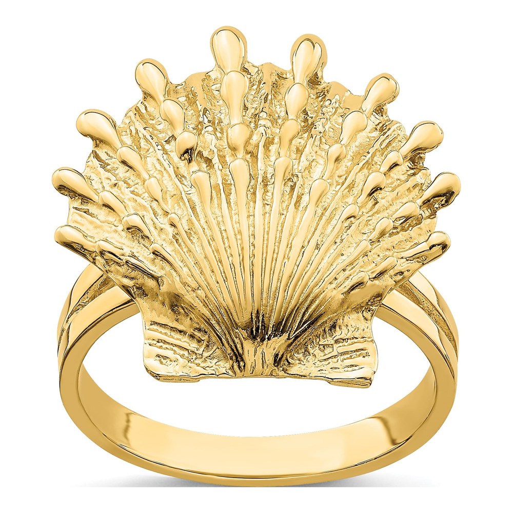 14K Yellow Gold Lions Paw Shell Ring