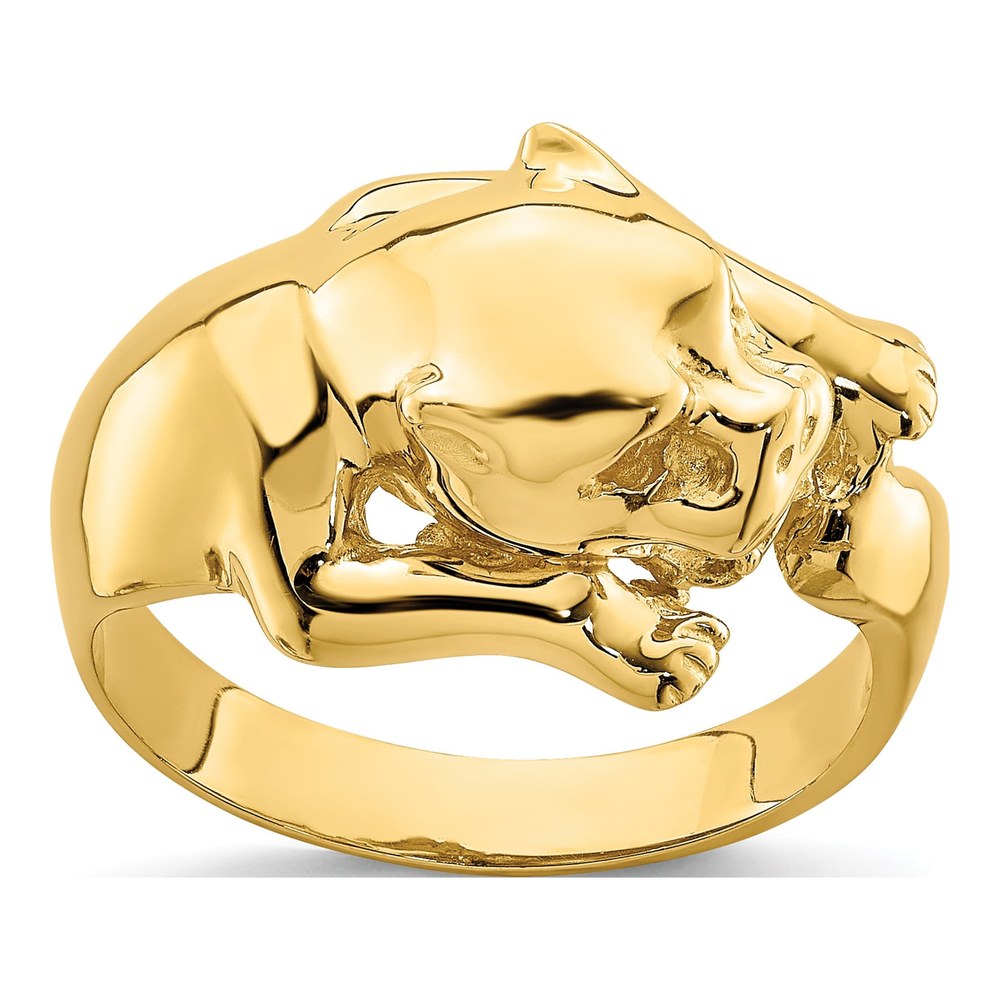 14K Yellow Gold Polished Jungle Cat Ring