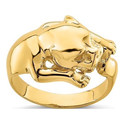 14K Yellow Gold Jungle Cat Ring