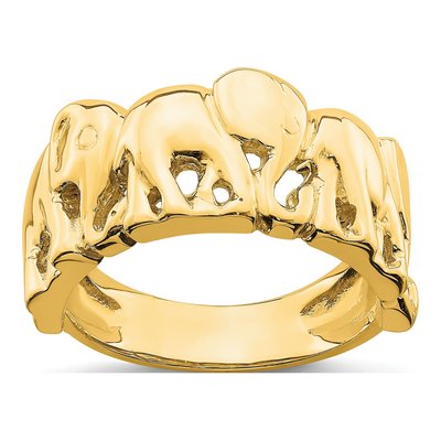 14K Yellow Gold Elephant Parade Ring