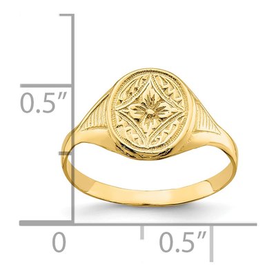 14K Yellow Gold Oval Flower Baby Ring – view 3