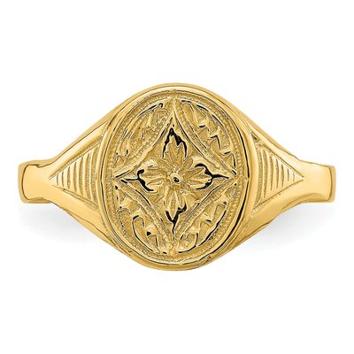 14K Yellow Gold Oval Flower Baby Ring – view 5
