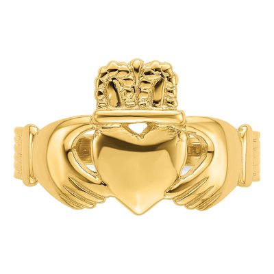Men's 14K Yellow Gold Claddagh Ring – view 5