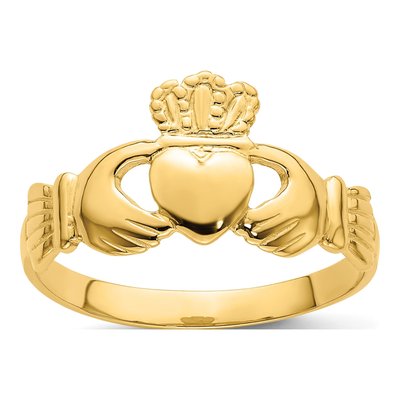 14K Yellow Gold Claddagh Ring