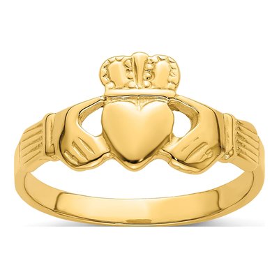 14K Yellow Gold Claddagh Ring