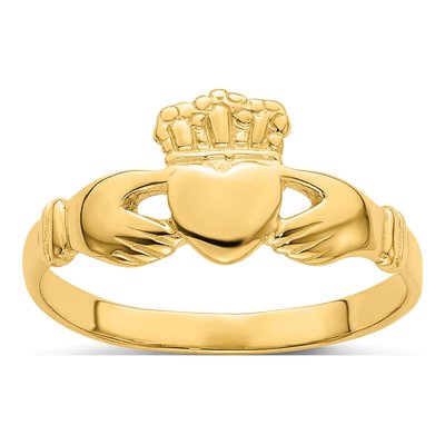 14K Yellow Gold Claddagh Ring