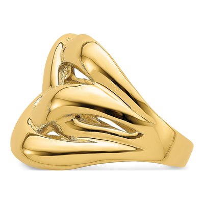 14K Yellow Gold Basket Weave Dome Ring – view 5