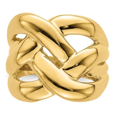 14K Yellow Gold Basket Weave Dome Ring – view 6