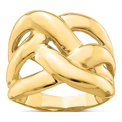 14K Yellow Gold Basket Weave Dome Ring