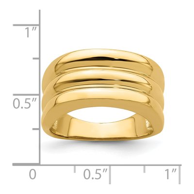 14K Yellow Gold Triple Ridge Dome Ring – view 4