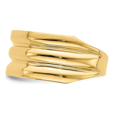 14K Yellow Gold Triple Ridge Dome Ring – view 5