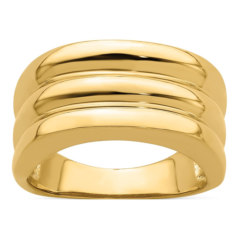 14K Yellow Gold Triple Ridge Dome Ring
