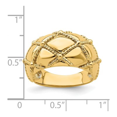 14K Yellow Gold Quilted Rope Dome Ring – view 4