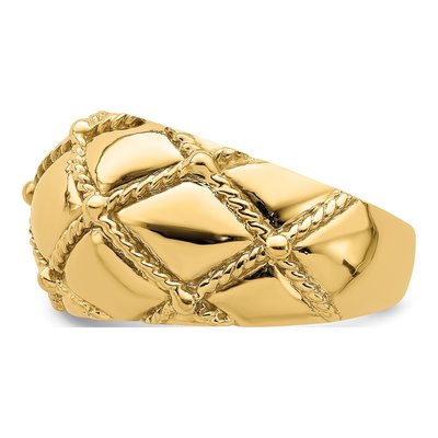 14K Yellow Gold Quilted Rope Dome Ring – view 5