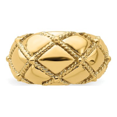 14K Yellow Gold Quilted Rope Dome Ring – view 6