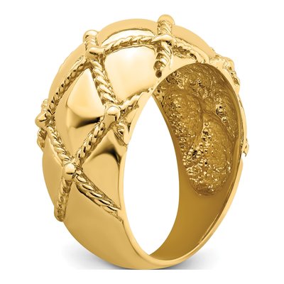 14K Yellow Gold Quilted Rope Dome Ring – view 8