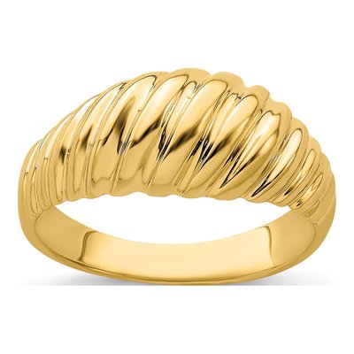 14K Yellow Gold Shrimp Dome Ring