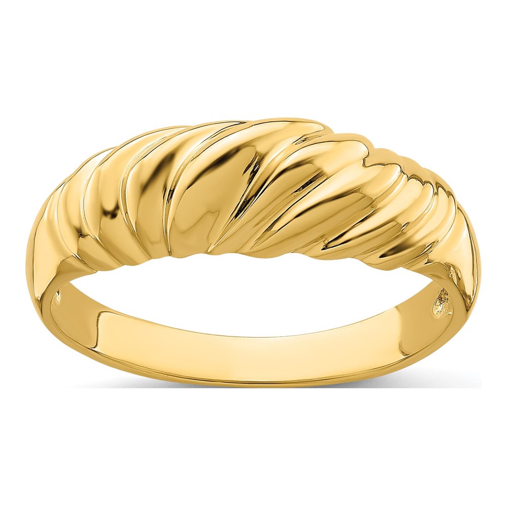 14K Yellow Gold Twist Dome Ring