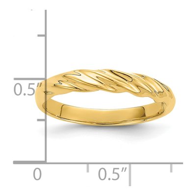 14K Yellow Gold Ribbed Dome Ring – view 4