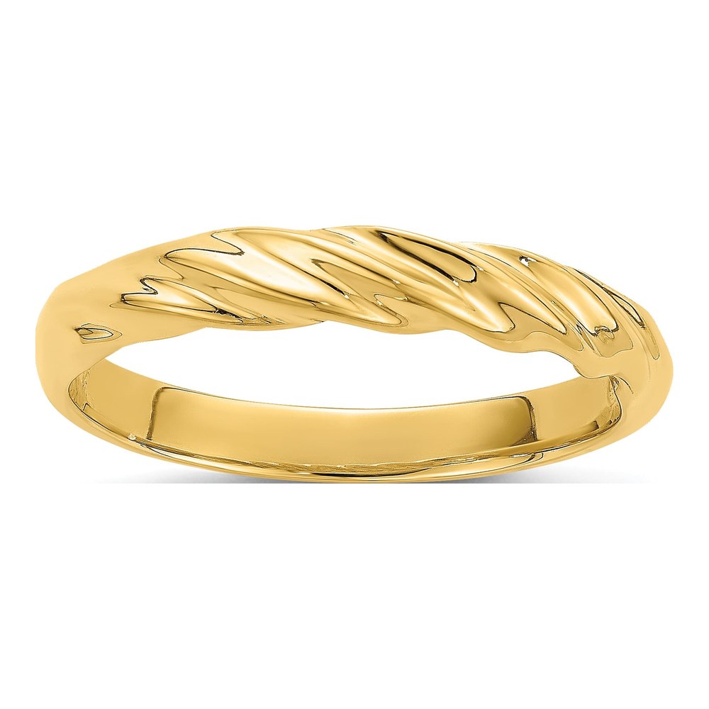 14K Yellow Gold Ribbed Dome Ring