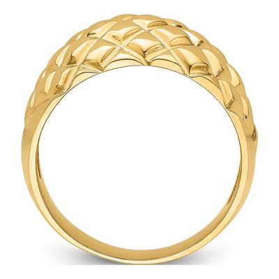 14K Yellow Gold Basket Weave Dome Ring – view 3