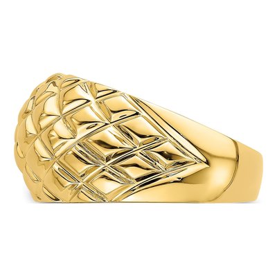 14K Yellow Gold Basket Weave Dome Ring – view 5