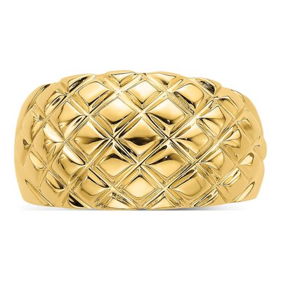 14K Yellow Gold Basket Weave Dome Ring – view 6