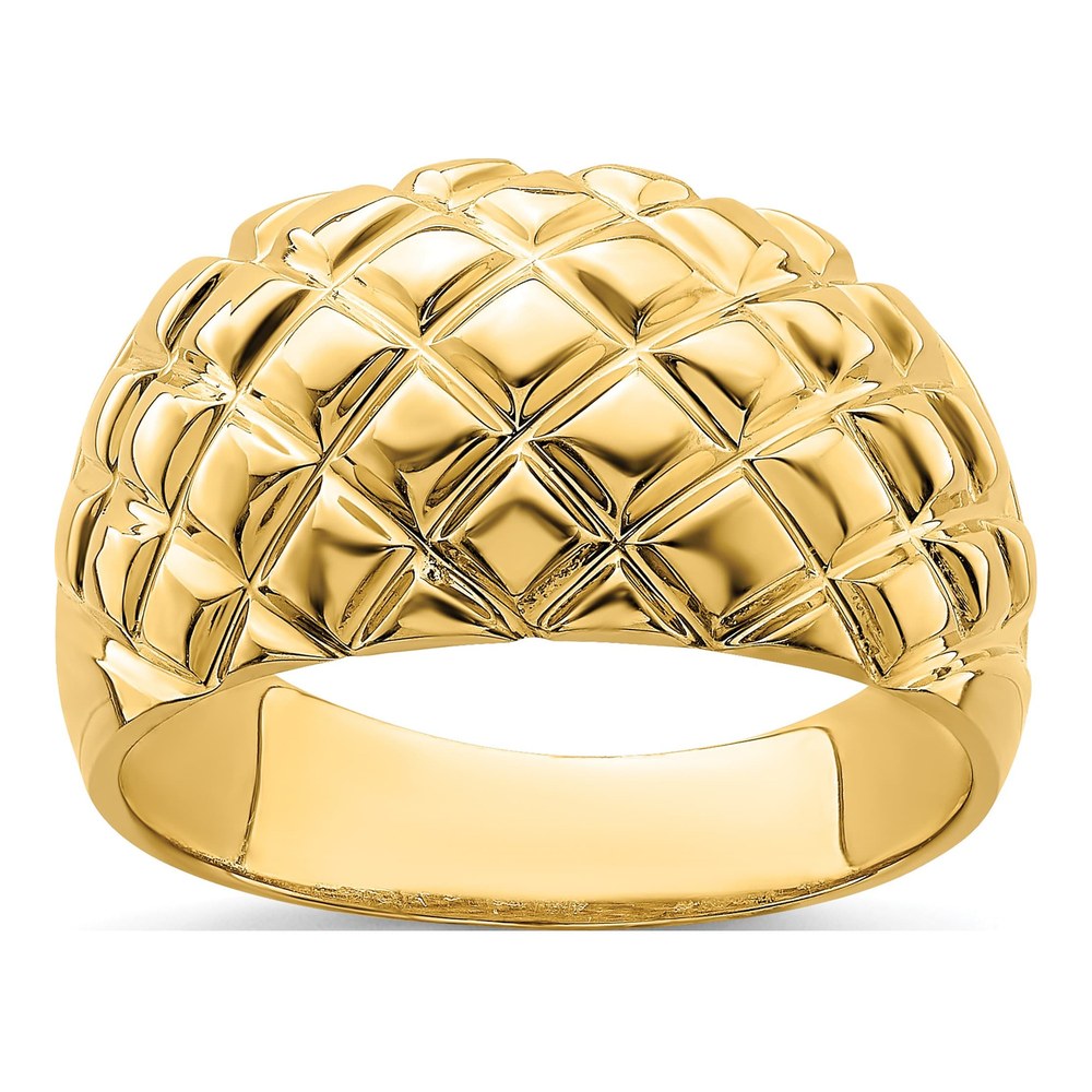 14K Yellow Gold Basket Weave Dome Ring