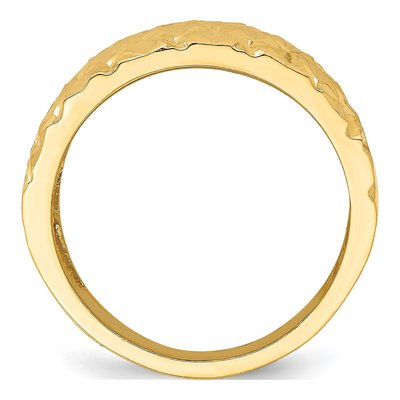 14K Yellow Gold Diamond-Cut Quilted Dome Ring – view 3