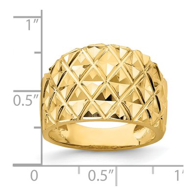 14K Yellow Gold Diamond-Cut Quilted Dome Ring – view 4