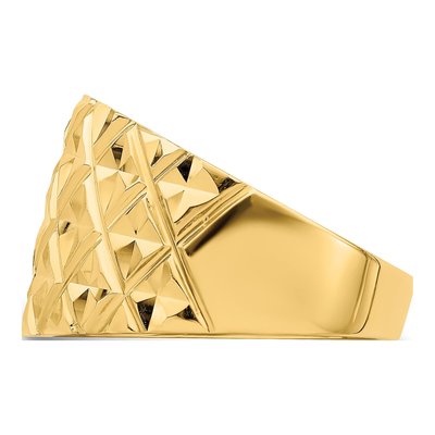 14K Yellow Gold Diamond-Cut Quilted Dome Ring – view 5