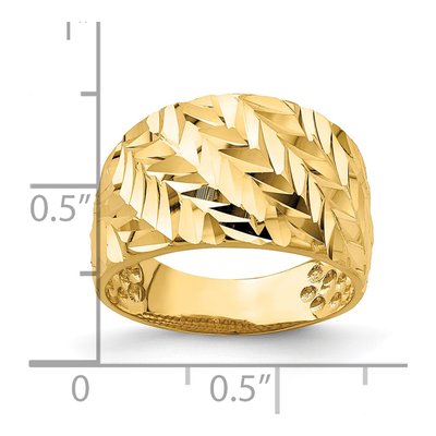14K Yellow Gold Diamond-Cut Arrow Slash Dome Ring – view 4