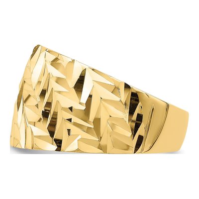 14K Yellow Gold Diamond-Cut Arrow Slash Dome Ring – view 5