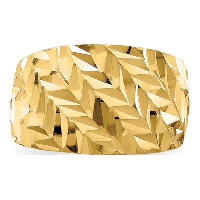 14K Yellow Gold Diamond-Cut Arrow Slash Dome Ring – view 6