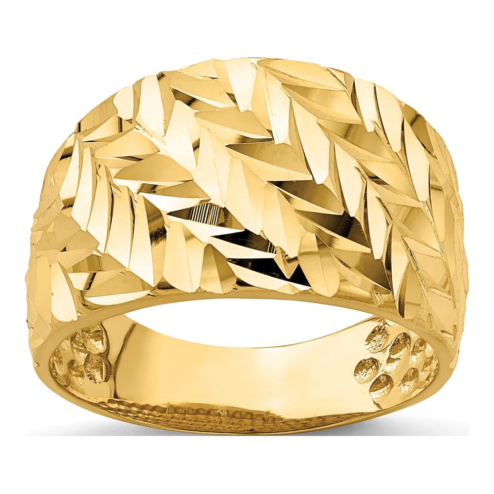 14K Yellow Gold Diamond-Cut Arrow Slash Dome Ring