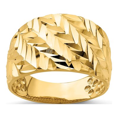 14K Yellow Gold Diamond-Cut Arrow Slash Dome Ring