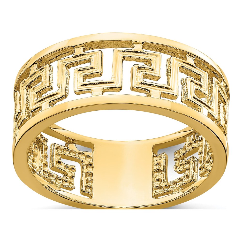 14K Yellow Gold Greek Key Cut-Out Band