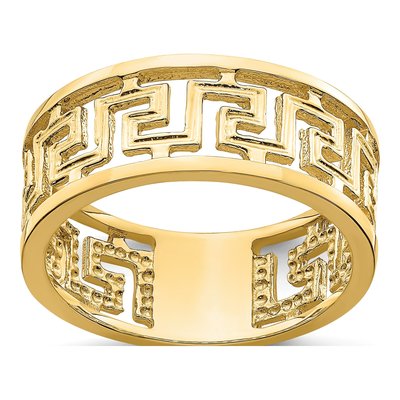 14K Yellow Gold Greek Key Cut-Out Band