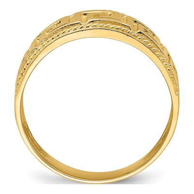 14K Yellow Gold Greek Key Dome Ring – view 3