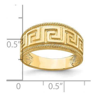 14K Yellow Gold Greek Key Dome Ring – view 4