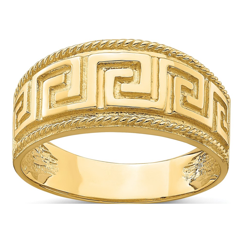 14K Yellow Gold Greek Key Dome Ring