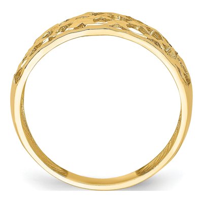 14K Yellow Gold Diamond-Cut Woven Dome Ring – view 2